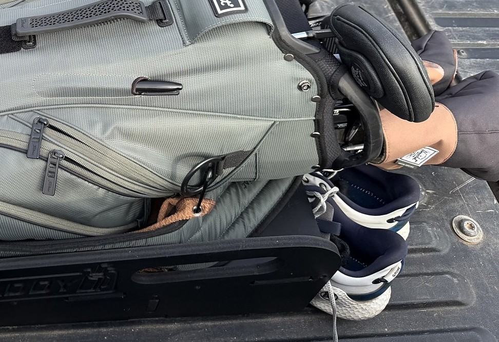 Truck Caddy — shoes beneath the golf bag
